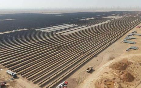 Utility-scale solar field under construction in Saudi Arabia